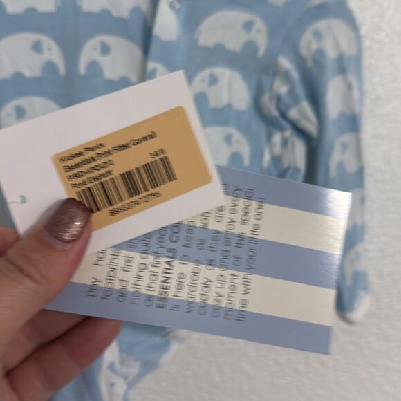NWT- Kickee pants- bamboo soft blue and white elephant one-piece-Size 3-6 months - Picture 3 of 7